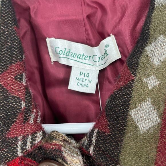 NWT COLDWATER CREEK Petite 14 Jacket Red Brown Southwest Aztec Native Wool Blend - Picture 3 of 9